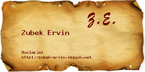 Zubek Ervin névjegykártya